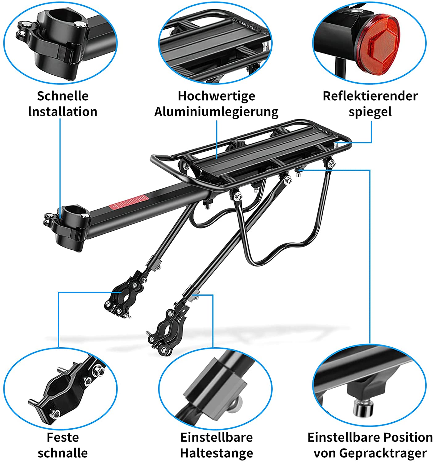 Bicycle Cargo Rack 110 Lbs Capacity Bike Rear Rack